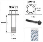 Standard Parts Motorkerékpár motorcsavar kulcs 13 M8x40 fekete (x5) Standard Parts Motoralkatrészek Motorblokk és rögzítése Motorcsavarok és rögzítőelemek