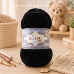 alize Velluto 60 - fekete (zsenília fonal, 100g, 68m) (vel17)