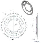 Standard Parts Hátsó lánckerék BTS 50 fogas Peugeot 103 SP / MVL (préselt acél felnik d. 94mm) Standard Parts Hajtás és erőátvitel Lánchajtás Hátsó lánckerekek