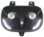 Replay RR8 dupla fényszóró MBK 50 Booster 1999-2003 / Yamaha 50 BWS 1999-2003, fekete, átlátszó LED-del REPLAY Elektromos alkatrészek Világítás és fényjelzés Fényszórók és első világítás Komplett fényszórók
