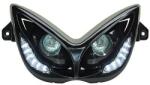 Replay RR8 dupla fényszóró MBK 50 NITRO 1997-2012 / YAMAHA 50 AEROX 1997-2012, fekete, átlátszó LED-ekkel REPLAY Elektromos alkatrészek Világítás és fényjelzés Fényszórók és első világítás Komplett fényszóró