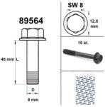 Standard Parts Motorkerékpár csavarkulcs méret 8 M6x45 fekete (10db) Standard Parts Motoralkatrészek Motorblokk és rögzítése Motorcsavarok és rögzítőelemek