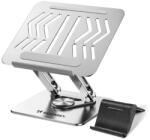 Wozinsky Suport din aluminiu Wozinsky WRS-CPY84SB pentru laptop, cu suport telefon inclus, rotire 360°, argintiu (WZK5907769364617) Suport laptop