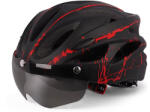 Fixato Casca protectie Bicicleta/Trotineta Electrica FIXATO, Viziera detasabila, Aerodinamica, Disipare buna a caldurii si Ventilatie eficienta, Dimensiune reglabila 54-62cm, Negru cu Rosu (casca-bicicleta-3