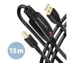 AXAGON ADR-215B Aktív USB 2.0 Repeater Kábel - 15m - Fekete ADR-215B