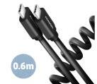 AXAGON Twister USB-C - USB-C Kábel - 0, 6 m - Fekete BUCM-CM10TB