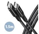 AXAGON BUCM-CM15AB USB-C Adat- és Töltőkábel - 1.5 m - Fekete BUCM-CM15AB
