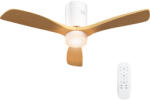 HomCom Ventilator de tavan cu lumină LED, 6 viteze, telecomandă, Maro deschis | Aosom Romania (B31-516V00ND)