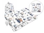 MimiNu by Kieczmerski MimiNu, set din bumbac: sac de dormit pentru copilul de gradinita + perna cu fata de perna, 40x40 cm, masini albastre