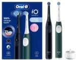 Oral-B Set Periute de dinti electrice Oral-B iO2, 3 moduri periaj, 2 capete incluse, Senzor de presiune (Negru/Verde) (Oral-B iO 2 Duo Night Black/Forest Green) Periuta de dinti electrica