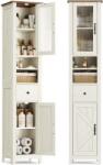Brius Dulap baie ingust Liry, tip coloana, cu sertar, compartimente deschise si usi, MDF, 33x32x171 cm, alb rustic (EZ-BBK660W101)