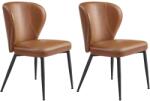 Brius Set 2 scaune dining bucatarie EKHO, tapitate cu piele ecologica si picioare metalice, 55x52x81 cm, maro caramel (EZ-LDC180KN02)