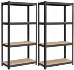 Brius Set 2 rafturi metalice cu 4 polite MDF reglabile, 80x40x160 cm, negru (EZ-GLR048BZ01)