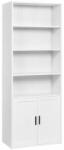 Brius Biblioteca ingusta cu 6 niveluri si dulap, raft pentru carti si decoratiuni, PAL si MDF, 60x24x175 cm, alb (EZ-LBC402W01) Raft