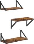 Brius Raft de perete, set 3 bucati de 30, 35 si 40 cm, 2 moduri de montare, maro rustic si negru (EZ-LWS442B01) Raft