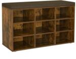 Brius Banca pentru pantofi cu sezut tapitat, 9 compartimente si rafturi reglabile, 79x30x48 cm, maro rustic (EZ-LHS009B01) Pantofar
