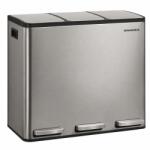 Brius Cos de gunoi din inox cu 3 compartimente colectare selectiva, cu galeti interioare, inchidere lenta, 3x18 litri, gri argintiu (EZ-LTB254EZ01) Cos de gunoi