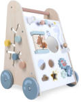MULTISTORE Premergător din lemn, MULTISTORE 2145, panou educativ cu elemente mobile și sortator de forme cu cuburi, 45, 5 x 26, 5 x 31, 5 cm, construcție stabilă