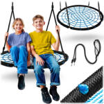 Neo-Sport Leagăn tip cuib, Neo-Sport NS-104, negru/albastru, diametru: 100 cm, rezistent la apă, înălțime reglabilă a frânghiei: 90-160 cm, cadru din oțel, frânghie tip pânză de păianjen din poliester, capacita Leagan