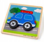 Bigjigs Toys Magasított Puzzle Fából - Kék Autó (BJ34057) - liliputjatek