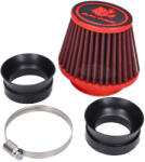 Malossi Red Filter E18 Racing 42 / 50 / 60mm egyenes piros-fekete légszűrő Dellorto PHBH, Mikuni, Keihin karburátorokhoz Malossi Motoralkatrészek Üzemanyag- és szívórendszer Légszűrők Tuning és univerzális lé