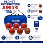 Molten Pachet baschet Molten Echipa de Competitie Juniori: 5 x B5G4050 + 1 B5C3800-L Light + geanta 6 mingi (5xB5G4050+B5C3800+ EB0046)