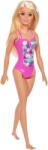 Mattel Mattel Barbie baba strand - Szőke sötétrózsaszín fürdőruhában (DWK00)