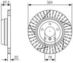 Bosch Féktárcsa hornyolt/perforált Ø324mm 0 986 479 A78