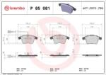 BREMBO fékbetét készlet, tárcsafék P85 081