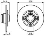 BOSCH tömör féktárcsa Ø237, 6 mm 0 986 478 557