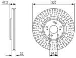 Bosch szellőző féktárcsa Ø320mm 0 986 479 741