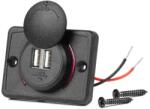 AMiO Autós töltő 2x USB négyzet alakú piros LED háttérvilágítással 12/24V vízálló