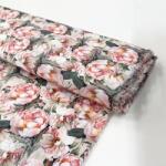  Viszkóz POPLIN STRETCH My flowers green digital print