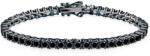 SAVICKI Brățară tennis din argint negru cu moissanite negre 3, 4 mm 15 cm