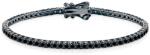 SAVICKI Brățară tennis din argint negru cu moissanite negre 2, 2 mm 16 cm