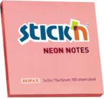 Hopax Notes autoadeziv 76 x 76 mm, 100 file, Stick'n - corai neon (HO-21166)