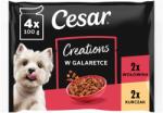 Cesar Creations 4×100 g Pui cu mazăre și Carne de vită cu morcovi în jeleu