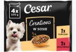 Cesar Creations 4×100 g Pui cu mazăre și Carne de vită cu morcovi în sos