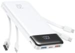 Charmast W2065 PD3.0 3A 22, 5 W 20000 mAh külső akkumulátor beépített USB-A / USB-C / Lightning / Micro USB kábelekkel fehér
