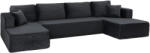 HOMCOM Canapea modulară în U cu 2 chaiselongue, canapea extensibilă tip cord cu spumă de înaltă densitate și șezut cu arcuri, Gri închis | Aosom Romania (83B-968V00CG) Canapea