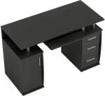 HomCom Birou pentru calculator 120 x 55 cm cu raft glisant pentru tastatură, 3 sertare, pentru dormitor, acasă, negru | Aosom Romania (836-431V80BK)