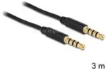 Delock sztereó kábel 3.5 mm 4 pin csatlakozó > csatlakozó, 3 m, fekete (DL83437) (DL83437)