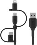 Belkin Cablu universal de incarcare Belkin BOOST CHARGE (Lightning/Micro-USB/USB-C catre USB-A) PVC, 1M, Negru
