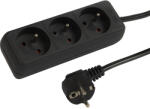  Prelungitor cu 3 prize cu împământare, 1, 5 m, negru 98-769- (98-769)