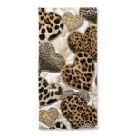  Prosop de plaja cu uscare rapida LEOPARD HEARTS maro-alb 70 x 140 cm, 100% microfibra Prosop