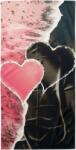  Prosop de plaja cu uscare rapida SEA OF HEARTS roz-negru 70 x 140 cm, 100% microfibra Prosop