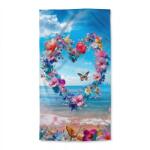  Prosop de plaja cu uscare rapida FLOWER LOVE colorat 70 x 140 cm, 100% microfibra Prosop