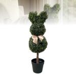  Arbore Topiary Iepure din Buxus Iepure 70 cm Planta Artificiala cu ghiveci, Decor Verde de Exterior Interior, Fara Intretinere (25075-5)