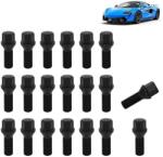  Kiváló minőségű kerékcsavar készlet M12 x 24 mm 20 db-os szett Fekete (B0FFGZLQ9P)
