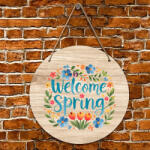 Deconline Crafts Húsvéti ajtódísz fa tábla "Welcome Spring" többféle méretben (DO133004-WOOD30)